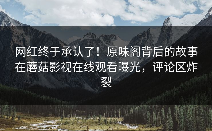 网红终于承认了！原味阁背后的故事在蘑菇影视在线观看曝光，评论区炸裂