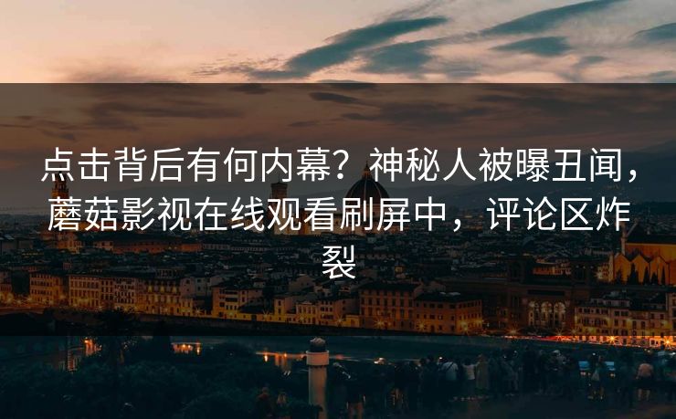 点击背后有何内幕？神秘人被曝丑闻，蘑菇影视在线观看刷屏中，评论区炸裂