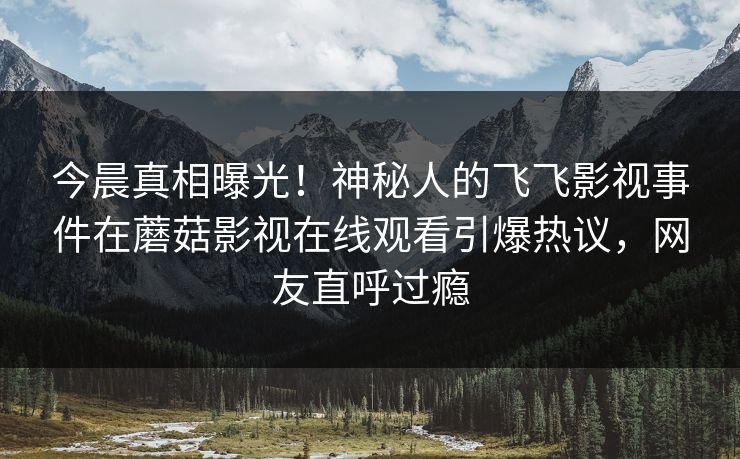 今晨真相曝光！神秘人的飞飞影视事件在蘑菇影视在线观看引爆热议，网友直呼过瘾