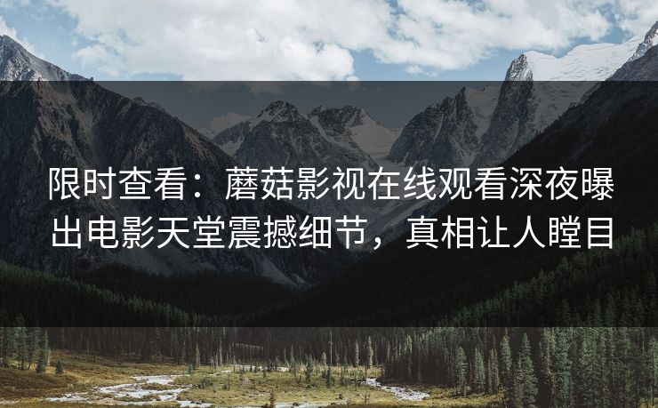 限时查看:蘑菇影视在线观看深夜曝出电影天堂震撼细节,真相让人瞠目