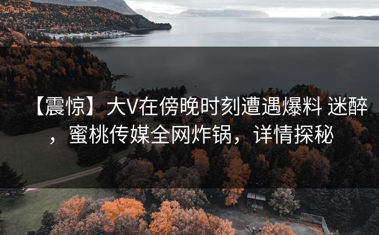 【震惊】大V在傍晚时刻遭遇爆料 迷醉，蜜桃传媒全网炸锅，详情探秘