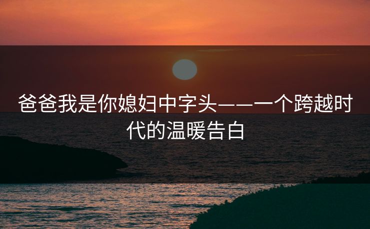 爸爸我是你媳妇中字头——一个跨越时代的温暖告白