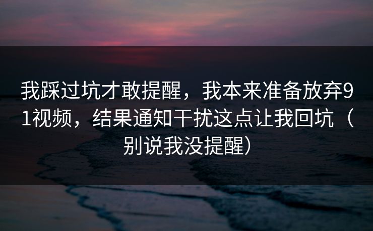我踩过坑才敢提醒，我本来准备放弃91视频，结果通知干扰这点让我回坑（别说我没提醒）