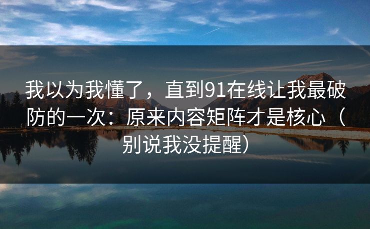 我以为我懂了，直到91在线让我最破防的一次：原来内容矩阵才是核心（别说我没提醒）